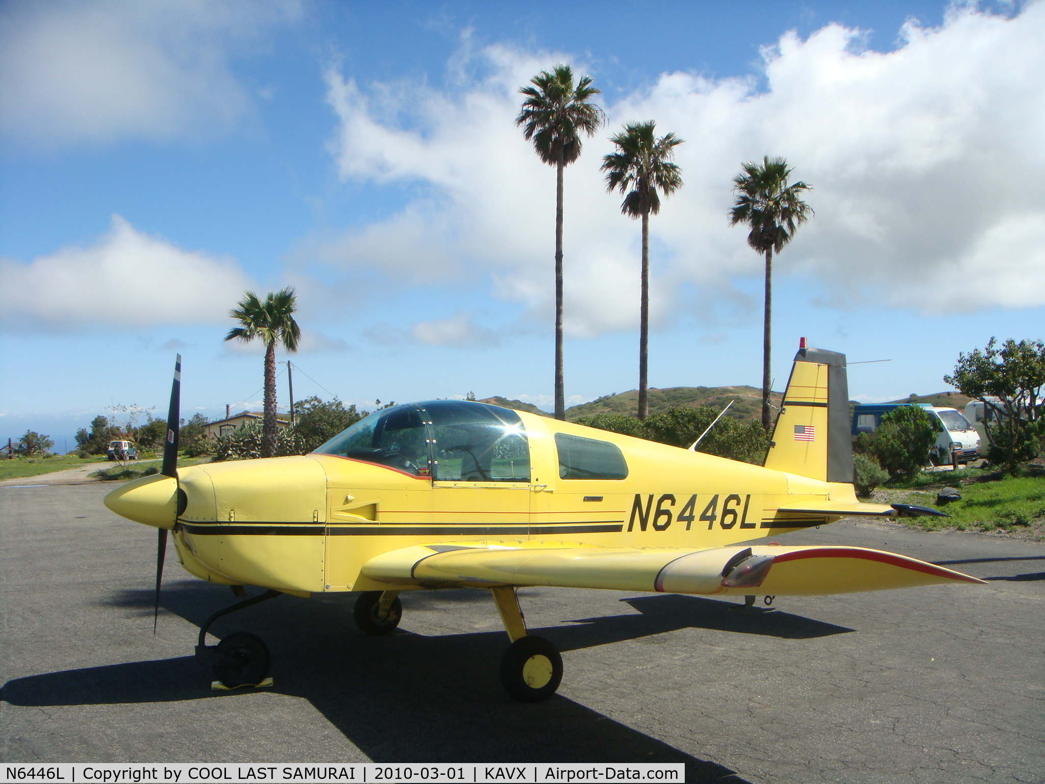 N6446L, 1972 American Aviation AA-1A Trainer C/N AA1A-0446, Avalon Catalina Airport Transient Parking (photo by Fuchieh)