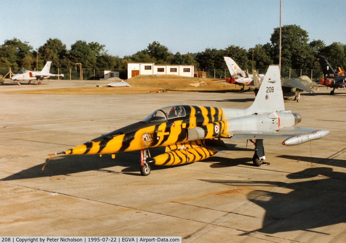 208, 1966 Northrop F-5A Freedom Fighter C/N N.7031, F-5A, callsign Norwegian 5015, of 336 Skv on the flight-line at the 1995 Intnl Air Tattoo at RAF Fairford.