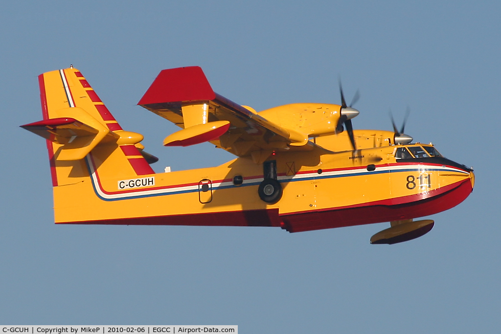 C-GCUH, 2009 Canadair CL-215-6B11 CL-415 C/N 2075, Delivery flight - climbing away from 05L at MAN.