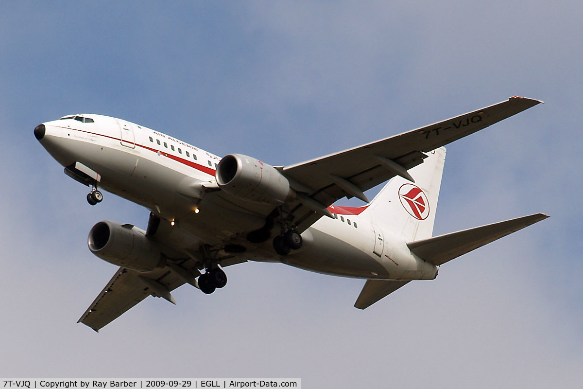7T-VJQ, 2002 Boeing 737-6D6 C/N 30209, Boeing 737-6D6 [30209] (Air Algerie) Home~G 29/09/2009. On approach 27R 3 miles out.