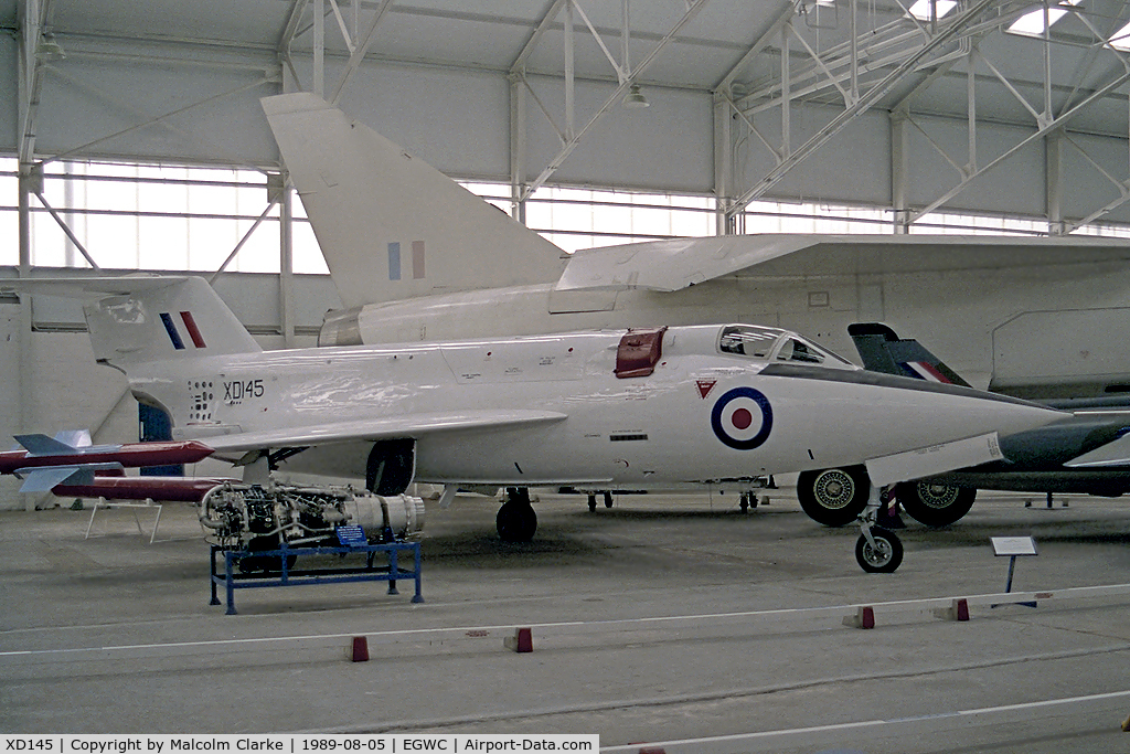 XD145, Saunders-Roe SR53 C/N Not found XD145, Saunders Roe SR53 at The Aerospace Museum, RAF Cosford in 1989.