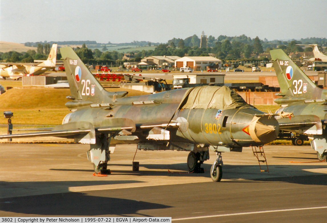 3802, Sukhoi Su-22M-4 C/N 38102, Su-22M-4 Fitter of 321 Squadron Czech Air Force on the flight-line at the 1995 Intnl Air Tattoo at RAF Fairford.