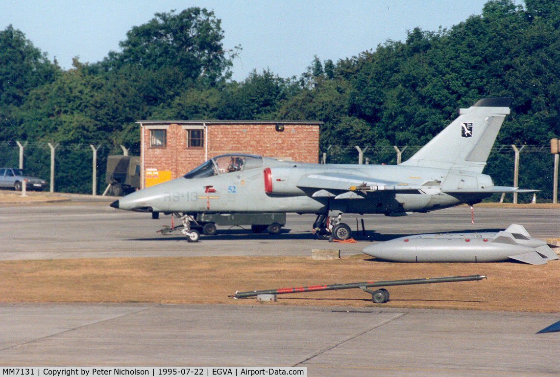 MM7131, 1991 AMX International AMX C/N IX043, AMX of the Italian Air Force Flight Test Centre - RSV - on the flight-line at the 1995 Intnl Air Tattoo at RAF Fairford.