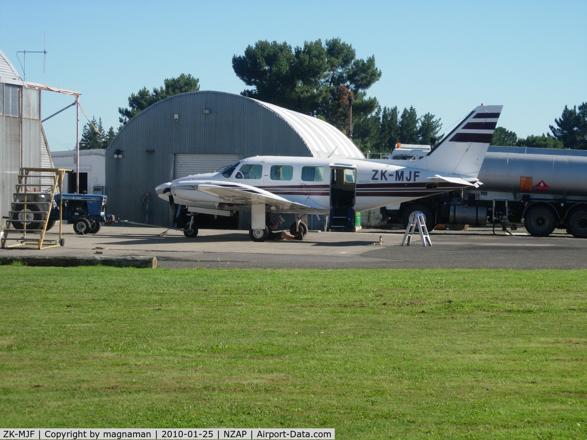 ZK-MJF, Piper PA-31T Cheyenne C/N 31T-7912089, Outside maintenance hanger at Taupo
