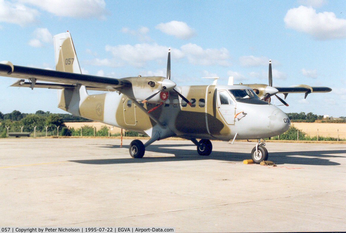 057, 1967 De Havilland Canada DHC-6-100 Twin Otter C/N 57, Twin Otter 100, callsign Norwegian 7057, of 719 Skv Royal Norwegian Air Force on display at the 1995 Intnl Air Tattoo at RAF Fairford.