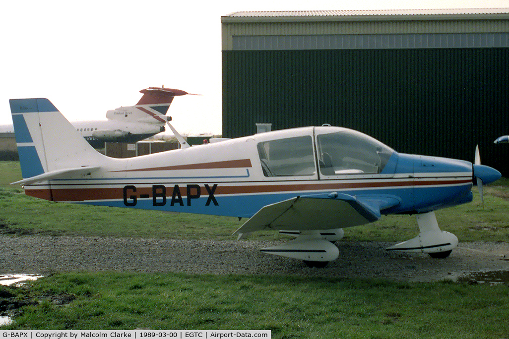 G-BAPX, 1972 Robin DR-400-160 Chevalier C/N 789, Robin DR-400-160 Chevalier at Cranfield Airport, UK in 1989.