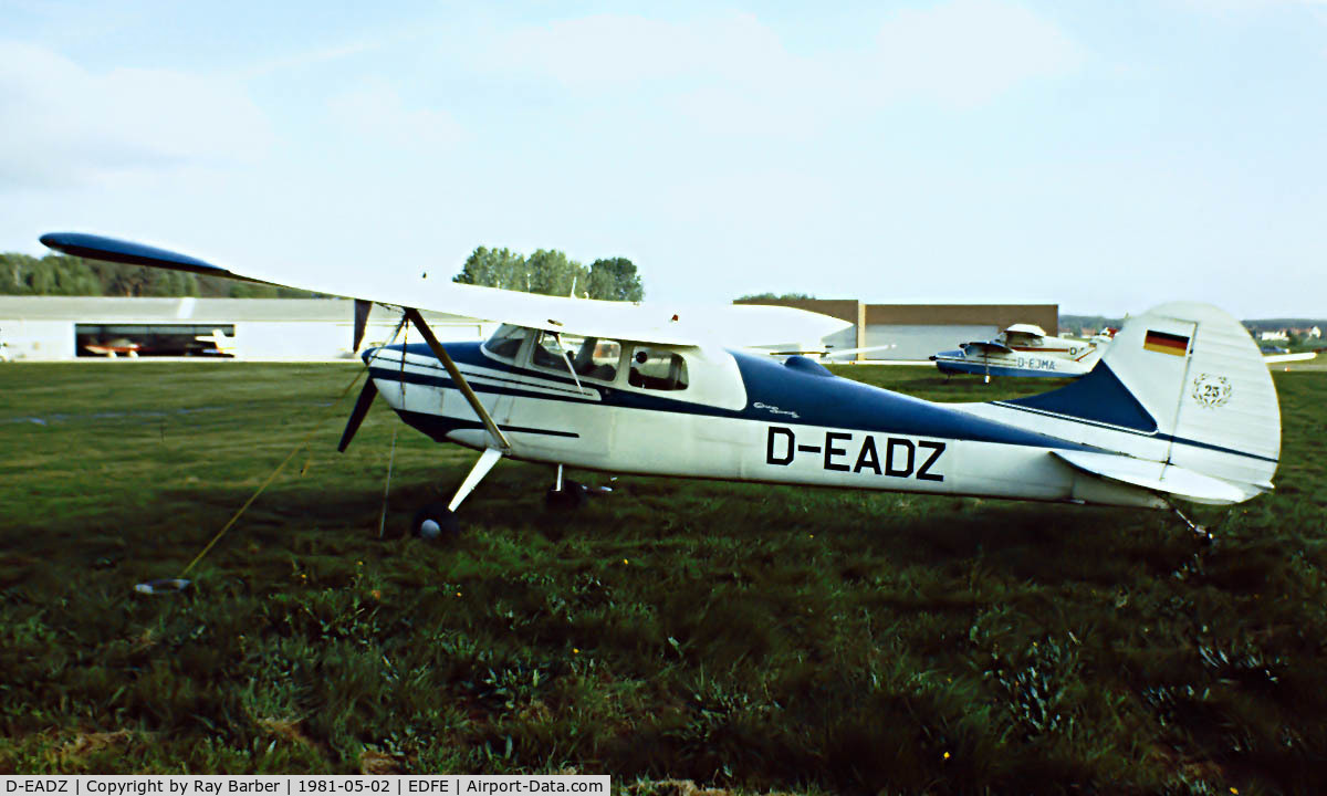 D-EADZ, 1955 Cessna 170B C/N 26861, Crashed at Worms Germany 21-07-1982 and written off. Image taken from a slide.