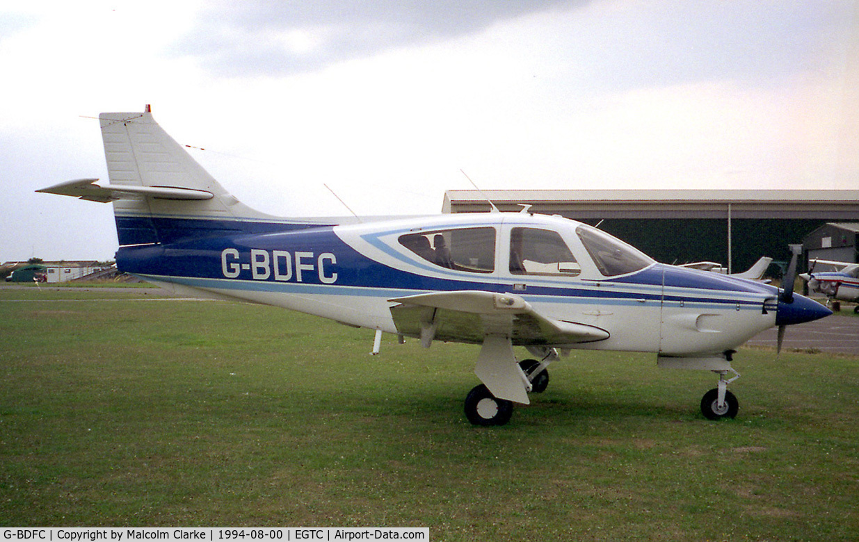 G-BDFC, 1975 Rockwell International 112 Commander C/N 273, Rockwell Commander 112A at Cranfield Airport in 1994.