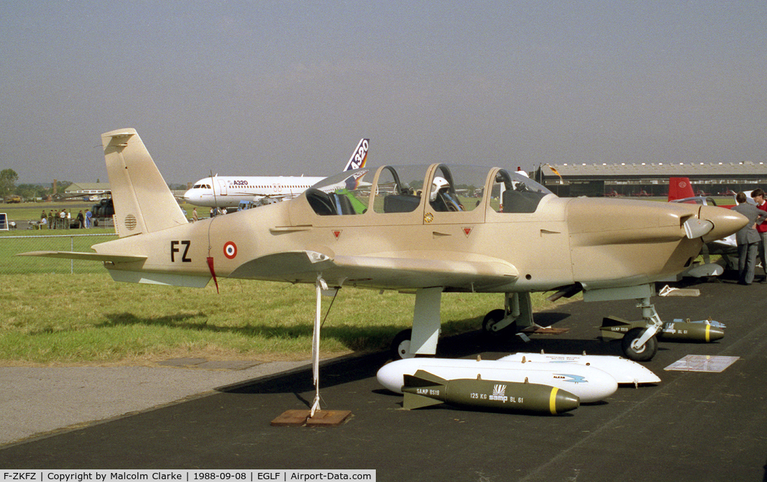 F-ZKFZ, Socata TB-30 C/N 03, Socata TB-30 Epsilon. A Socata TB30 used as a demonstator aircraft at the 1988 Farnborough Airshow.