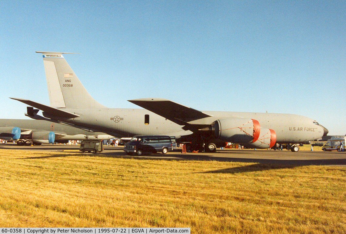 60-0358, 1960 Boeing KC-135R Stratotanker C/N 18133, KC-135R Stratotanker, callsign Tattoo 83, of New York Air National Guard's 136th Air Refuelling Squadron on display at the 1995 Intnl Air Tattoo at RAF Fairford.