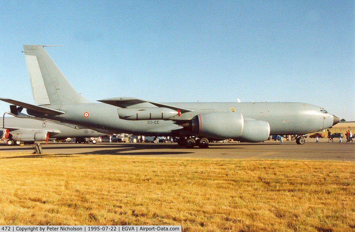 472, 1963 Boeing C-135FR Stratotanker C/N 18681, C-135FR Stratotanker, callsign Merlin 25, of French Air Force's ERV 93 on display at the 1995 Intnl Air Tattoo at RAF Fairford.