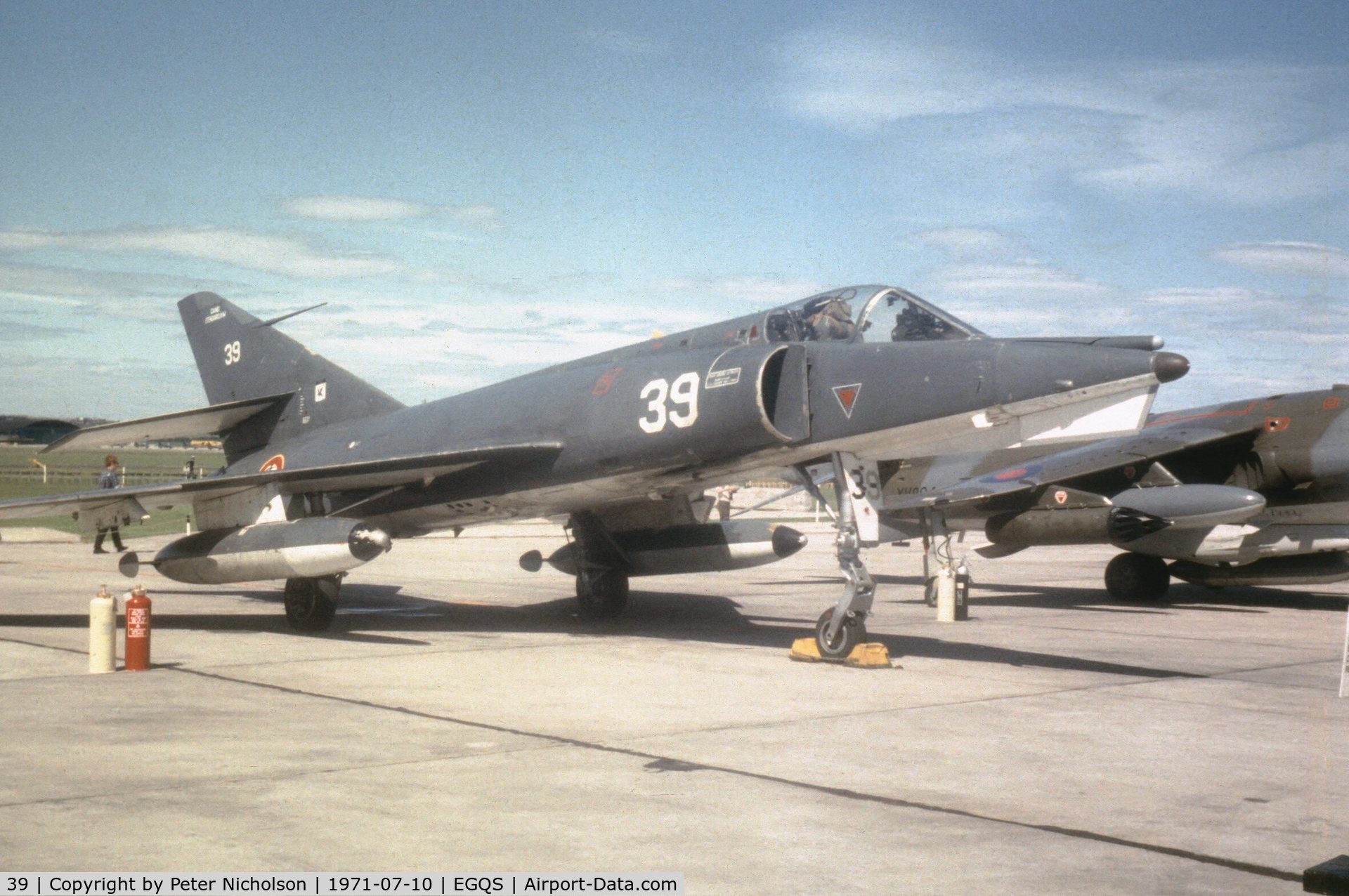39, Dassault Etendard IV.M C/N 39, Etendard IV.M of French Aeronavale's 17 Flotille on display at the 1971 RNAS Lossiemouth Airshow.