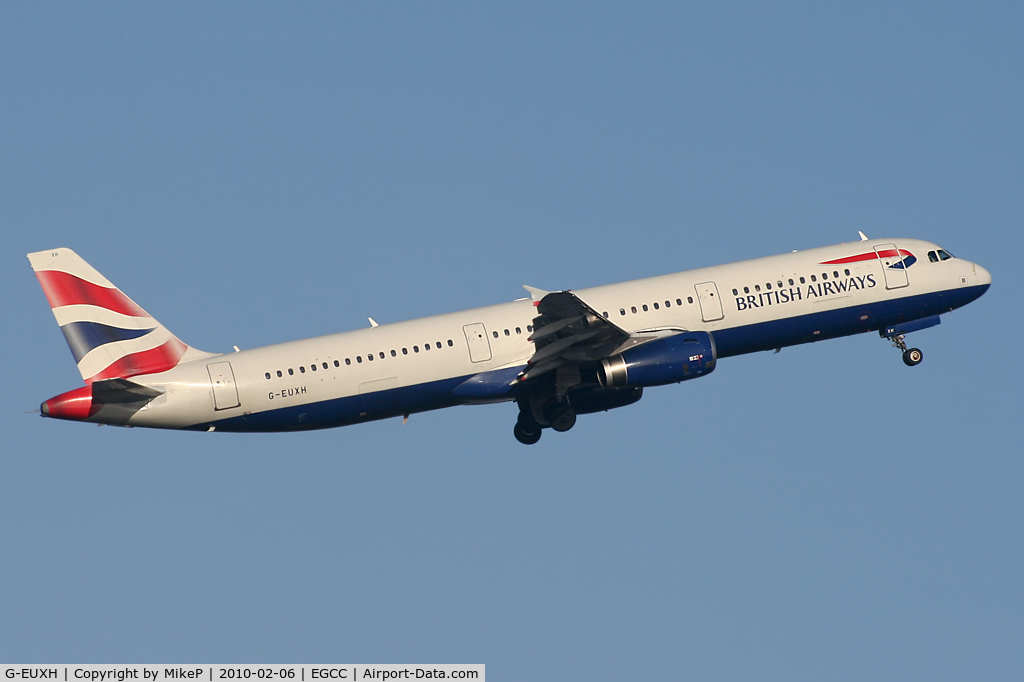 G-EUXH, 2004 Airbus A321-231 C/N 2363, Climbing away from Runway 05L.