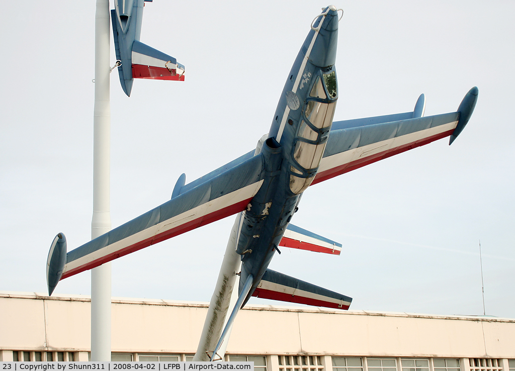 23, Fouga CM-170 Magister C/N 23, Fouga Magister preserved @ Le Bourget Museum on pole