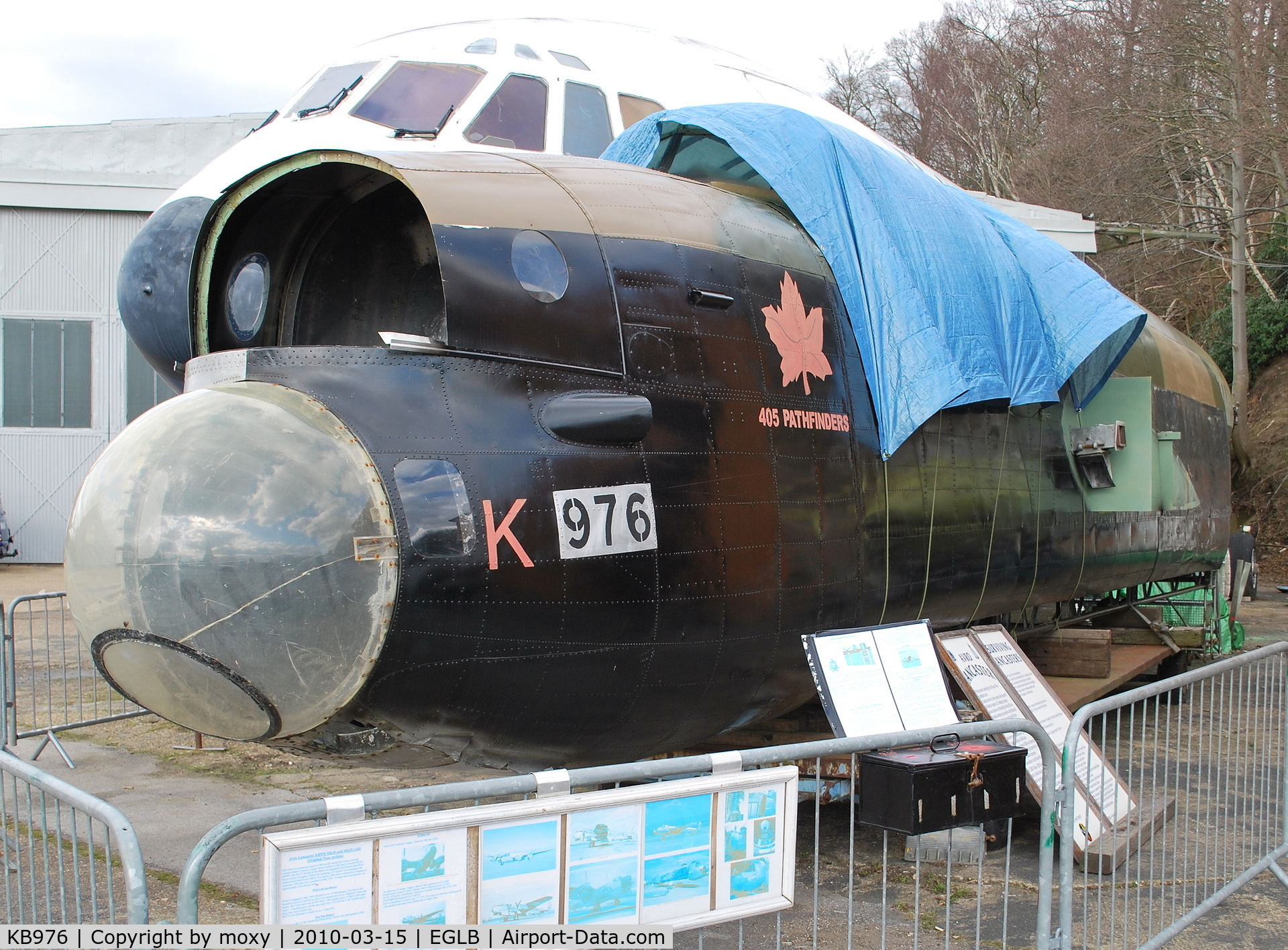 KB976, 1944 Victory Aircraft Avro 683 Lancaster B10 AR C/N 277, Lancaster BX Nose Ex RCAF at Brooklands. Kermit Weekes has the rest of this aeroplane in Florida I believe.