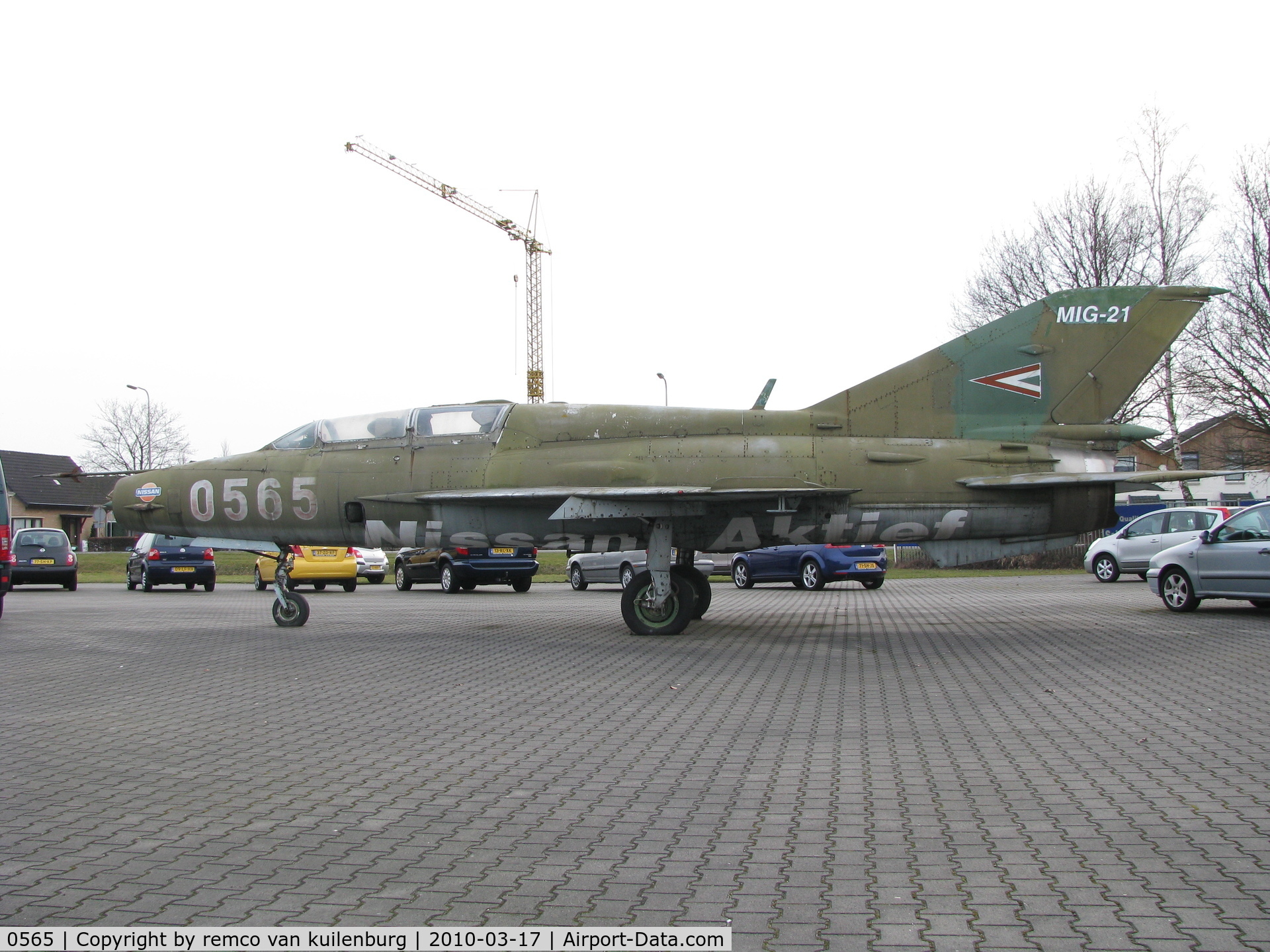 0565, Mikoyan-Gurevich MiG-21UM C/N 05695165, Preserved along road N357 by Nissan car dealer Sint Isidorushoeve near Haaksbergen Netherlands