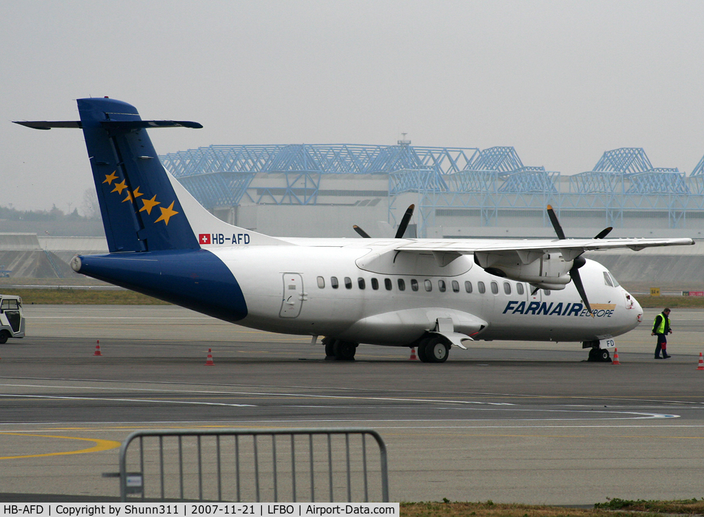 HB-AFD, 1989 ATR 42-320 C/N 121, Parked at the General Aviation area...