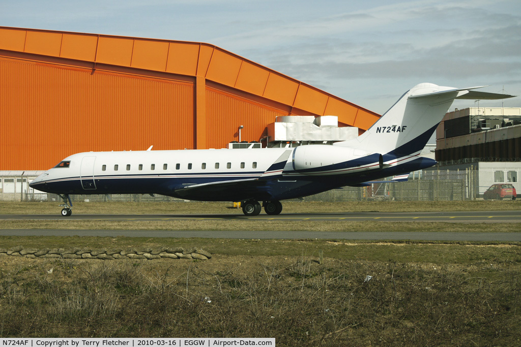 N724AF, 1999 Bombardier BD-700-1A10 Global Express C/N 9031, Global Express arriving at Luton