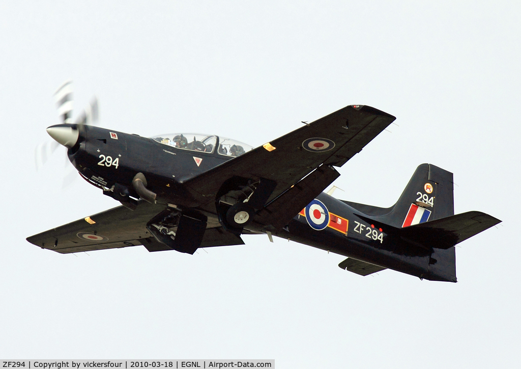 ZF294, 1991 Short S-312 Tucano T1 C/N S094/T65, Royal Air Force. Operated by 207 (R) Squadron. Overshooting after a PFL.