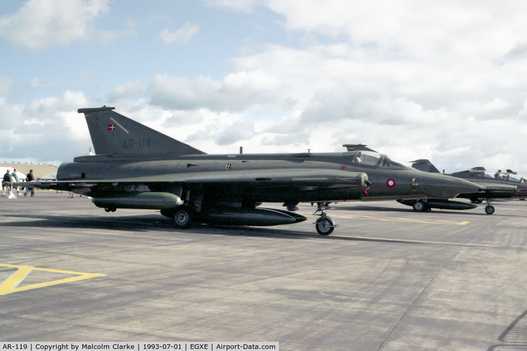 AR-119, 1972 Saab RF-35 Draken C/N 35-1119, Saab RF-35 Draken. From Eskadrille 729, Karup at RAF Leeming Air Fair in 1993.