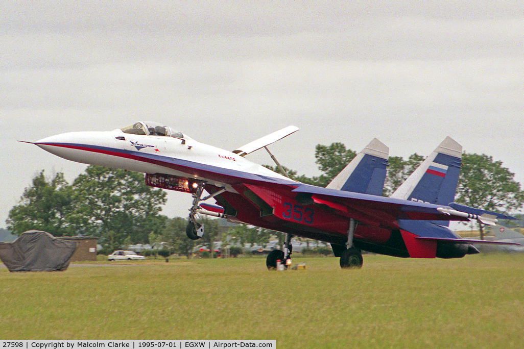27598, Sukhoi Su-27P C/N Not found 27598, Sukhoi Su-27P. At RAF Waddington's Air Show in 1995.