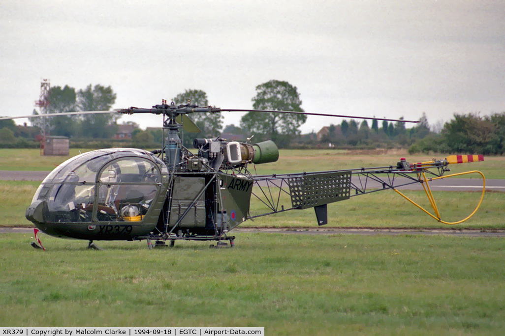 XR379, 1961 Sud Aviation Alouette AH.2 C/N 1583, Sud Alouette AH2 at Cranfield Airport in 1994. From the Army Air Corps Historical Flight. 