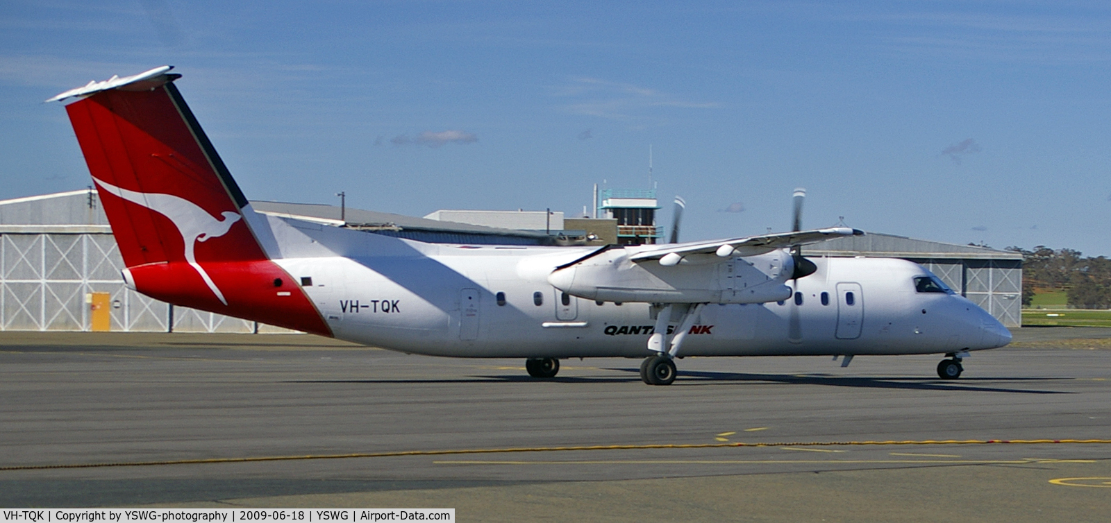 VH-TQK, 2004 De Havilland Canada DHC-8-315Q Dash 8 C/N 600, VH-TQK (600) departs YSWG