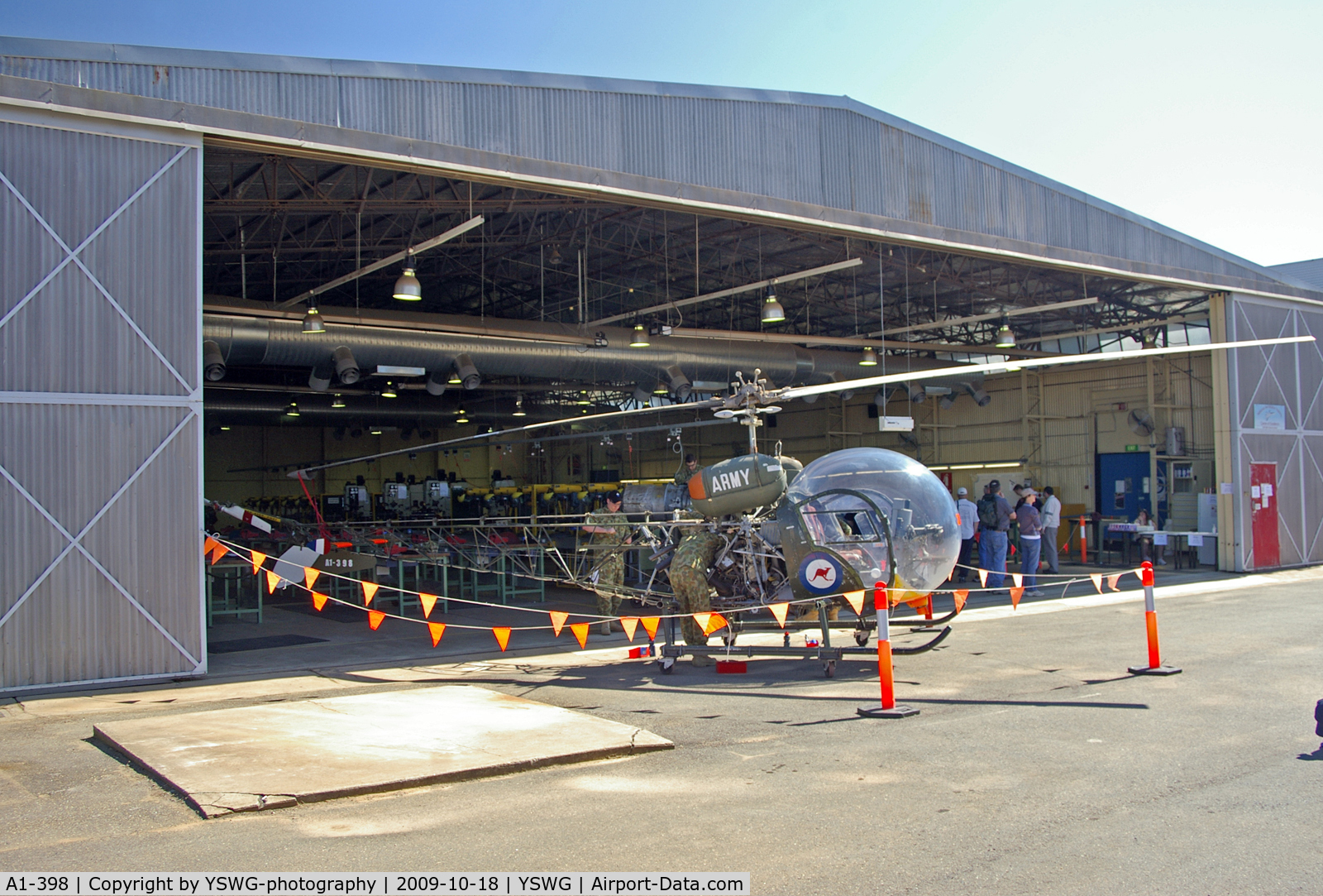 A1-398, 1965 Bell 47G-3B-1 Sioux C/N 3398, A1-398 being used as a training aid at the RAAF Base Wagga.