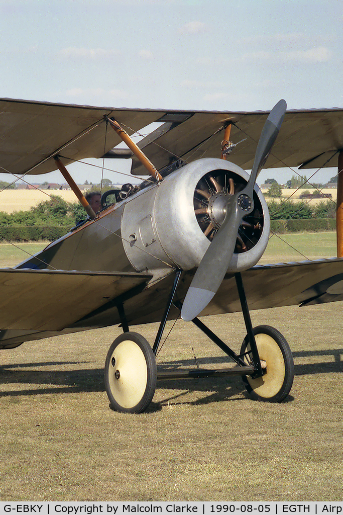 G-EBKY, 1920 Sopwith Pup C/N W/O 3004/14, Sopwith Pup. At the Battle Over Britain Air Display held at Old Warden in 1990.