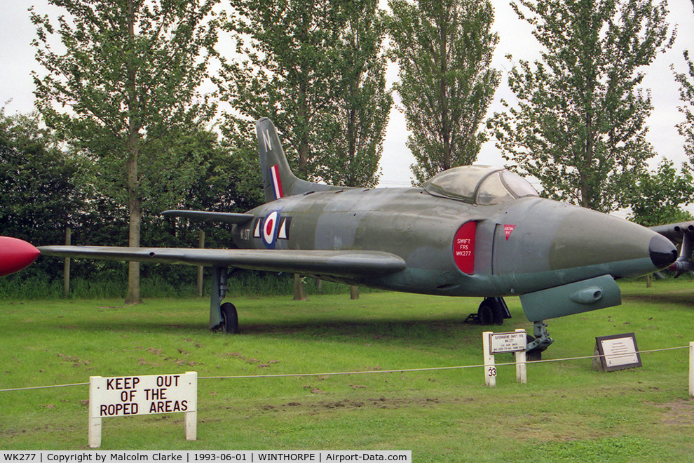 WK277, Supermarine Swift FR.5 C/N Not found WK277, Supermarine Swift FR5 at the Newark Air Museum, Winthorpe, UK in 1993.