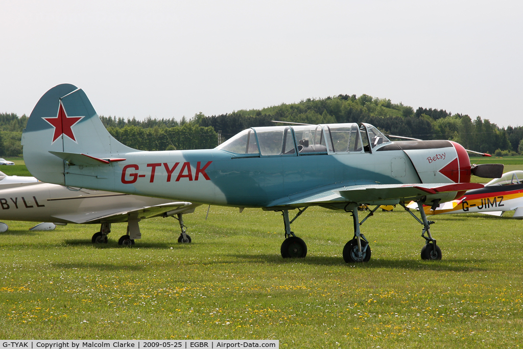 G-TYAK, 1989 Bacau Yak-52 C/N 899907, Bacau Yak-52 at Breighton Airfield in 2009.