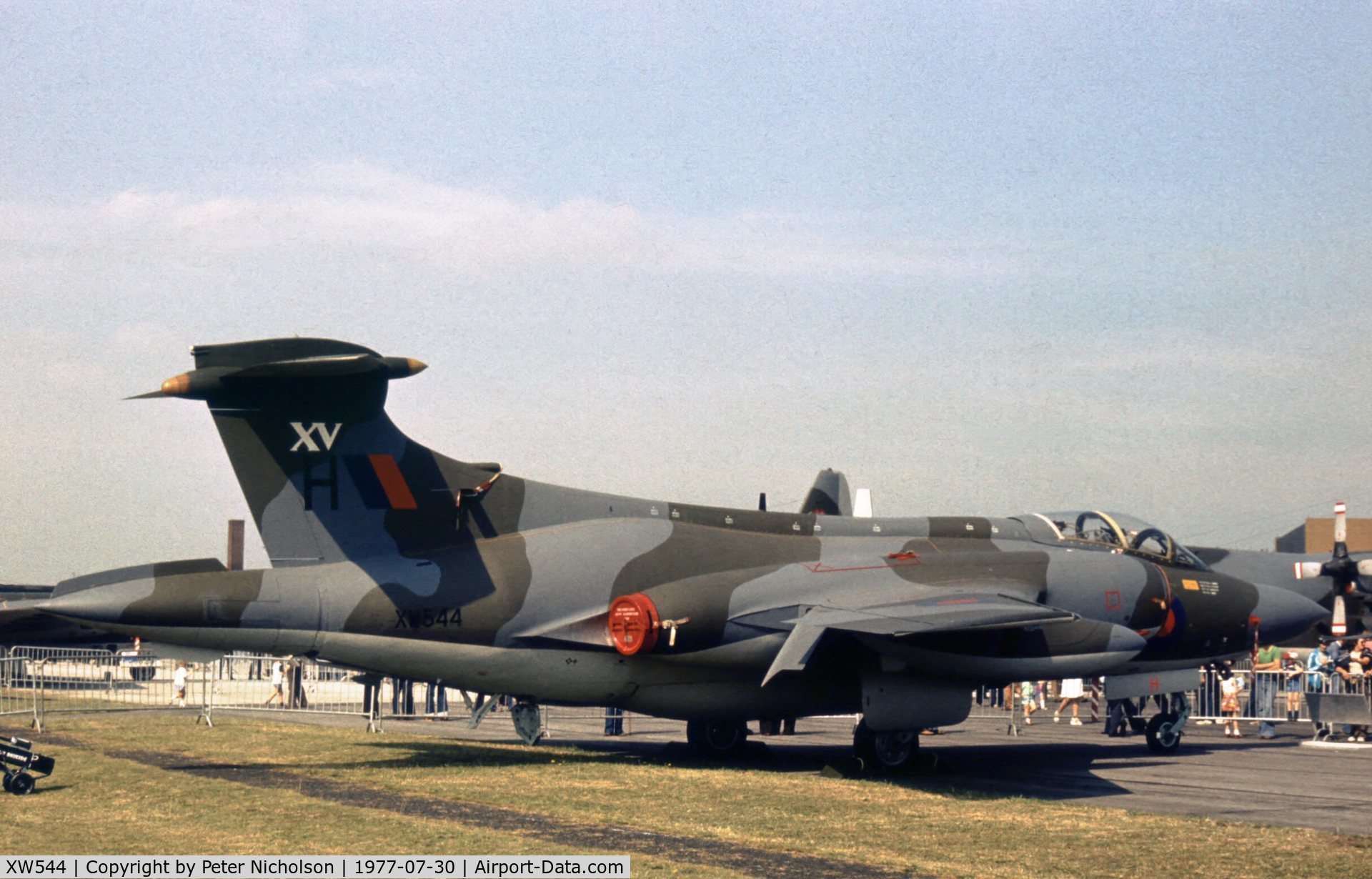 XW544, 1972 Hawker Siddeley Buccaneer S.2B C/N B3-05-71, Buccaneer S.2B of 15 Squadron on display at the 1977 Royal Review at RAF Finningley.
