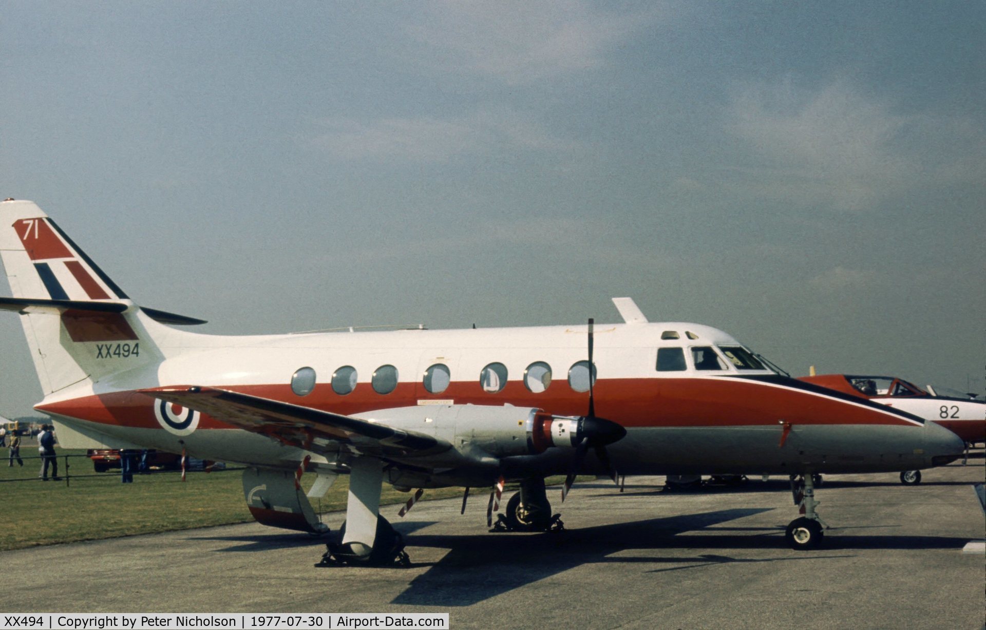 XX494, 1975 Scottish Aviation HP-137 Jetstream T.1 C/N 422, Jetstream T.1 of the Multi-Engine Training Squadron on display at the 1977 Royal Review at RAF Finningley.