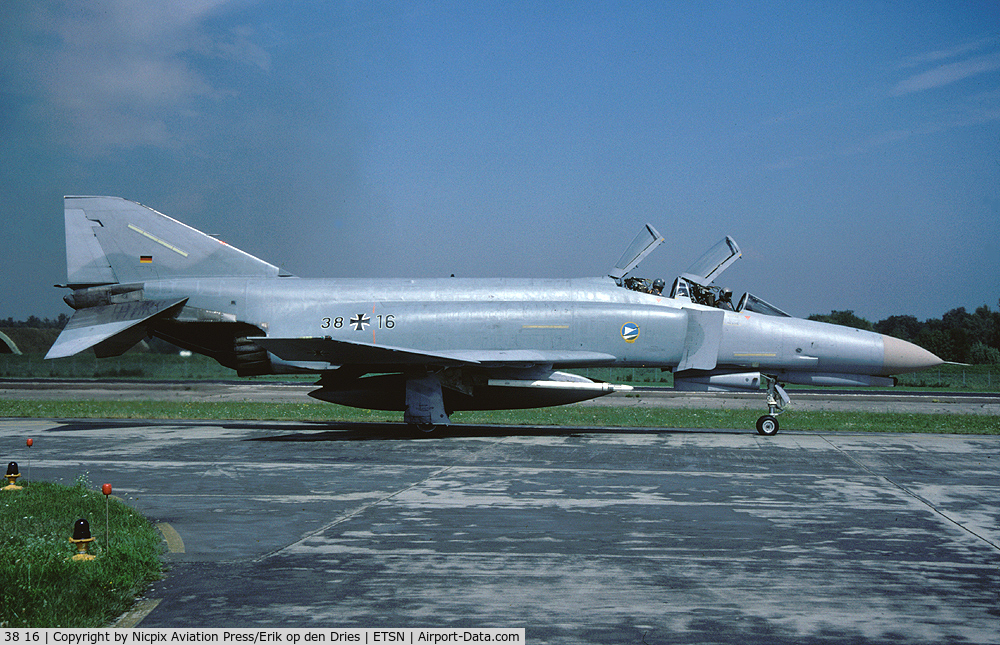 38 16, 1972 McDonnell Douglas F-4F Phantom II C/N 4653, on the runway of its' homebase in Bavaria