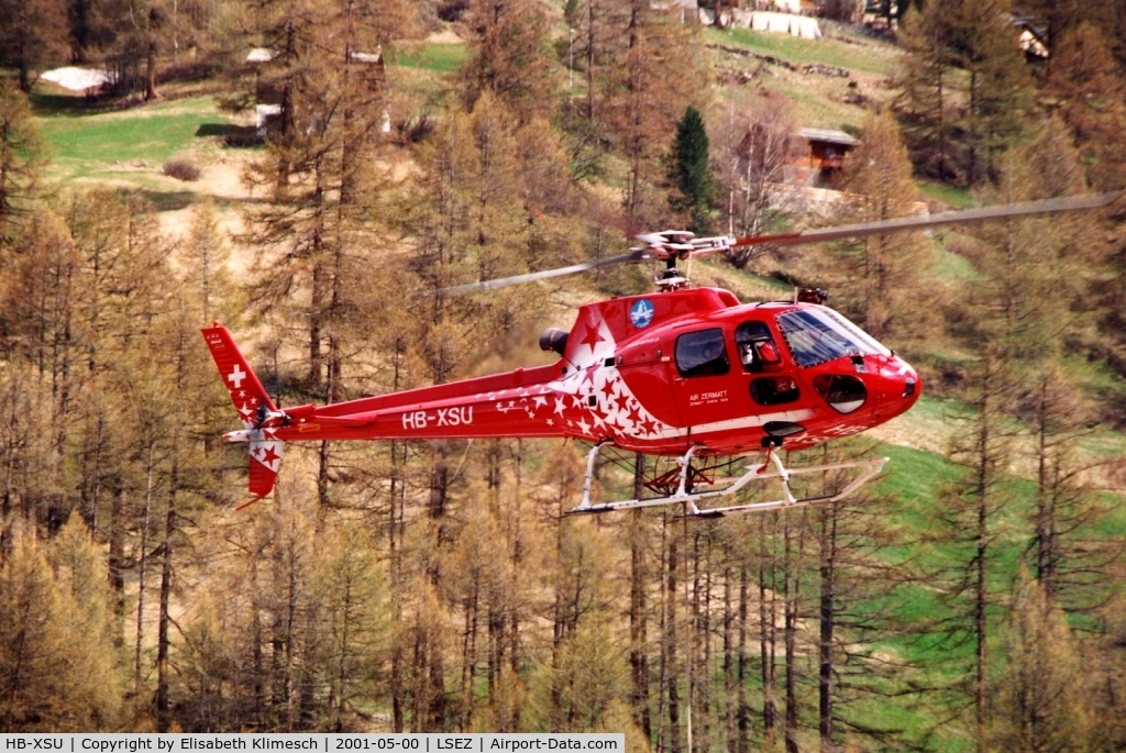 HB-XSU, 1988 Aerospatiale AS-350B-2 Ecureuil C/N 2115, at Zermatt Heliport