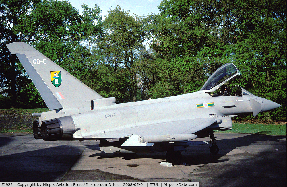 ZJ922, 2005 Eurofighter EF-2000 Typhoon F2 C/N 0073/BS013, RAF Typhoon F2 ZJ-922 at Weeze Apt, Germany (former RAFG Laarbruch)
