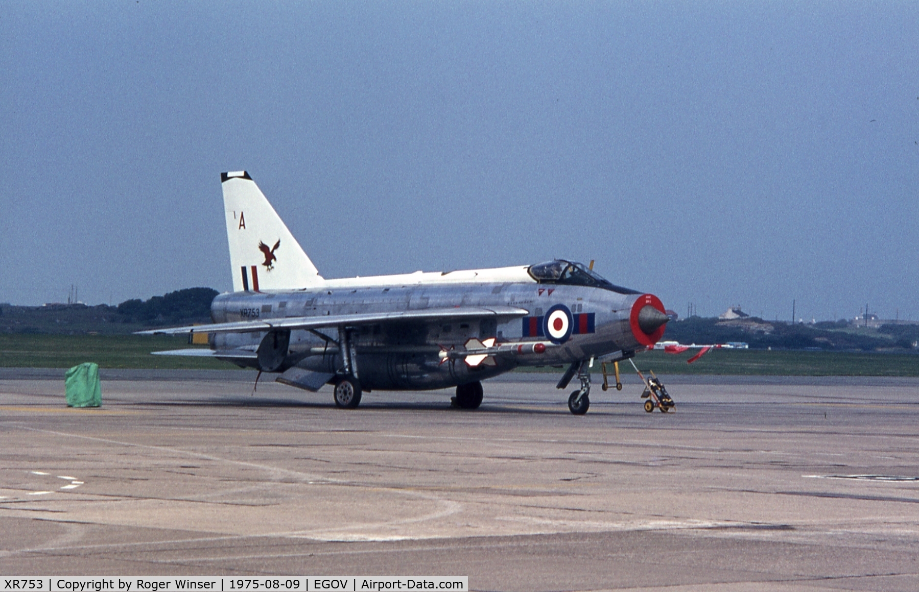 XR753, 1965 English Electric Lightning F.6 C/N 95218, Coded A of 23 Squadron RAF at the RAF Valley Airshow 1975.