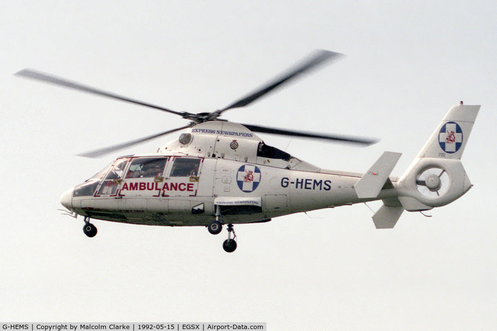 G-HEMS, 1982 Aerospatiale SA-365N Dauphin C/N 6009, Aerospatiale SA-365N Dauphin 2 at North Weald Airfield in 1992.