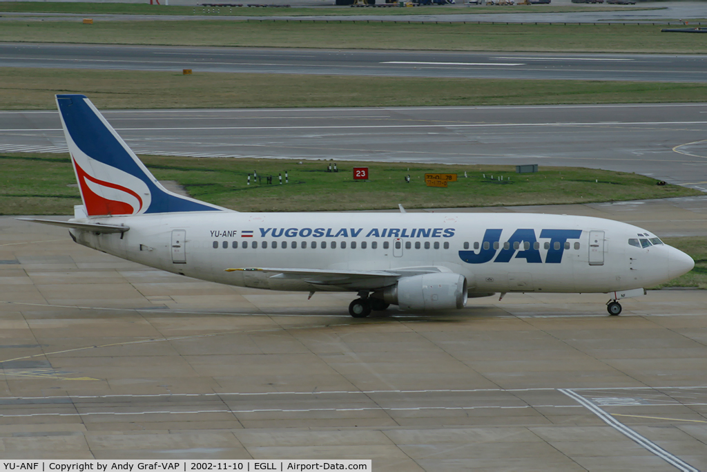 YU-ANF, 1985 Boeing 737-3H9 C/N 23330/1136, JAT 737-300