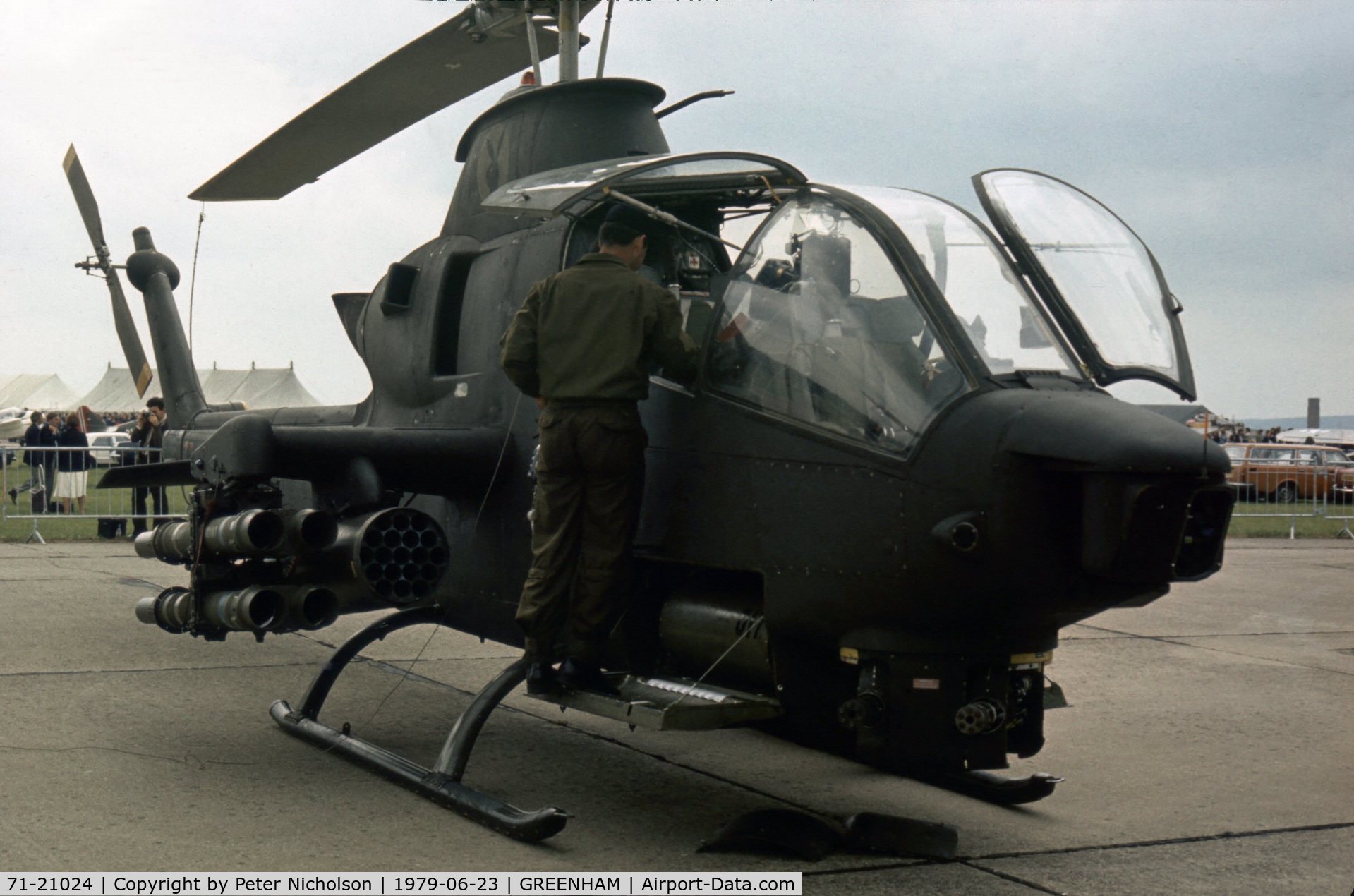 71-21024, 1971 Bell AH-1S Cobra C/N 21095, AH-1S HueyCobra of 503rd Aviation Company US Army in Europe based at Hanau on display at the 1979 Intnl Air Tattoo at RAF Greenham Common.