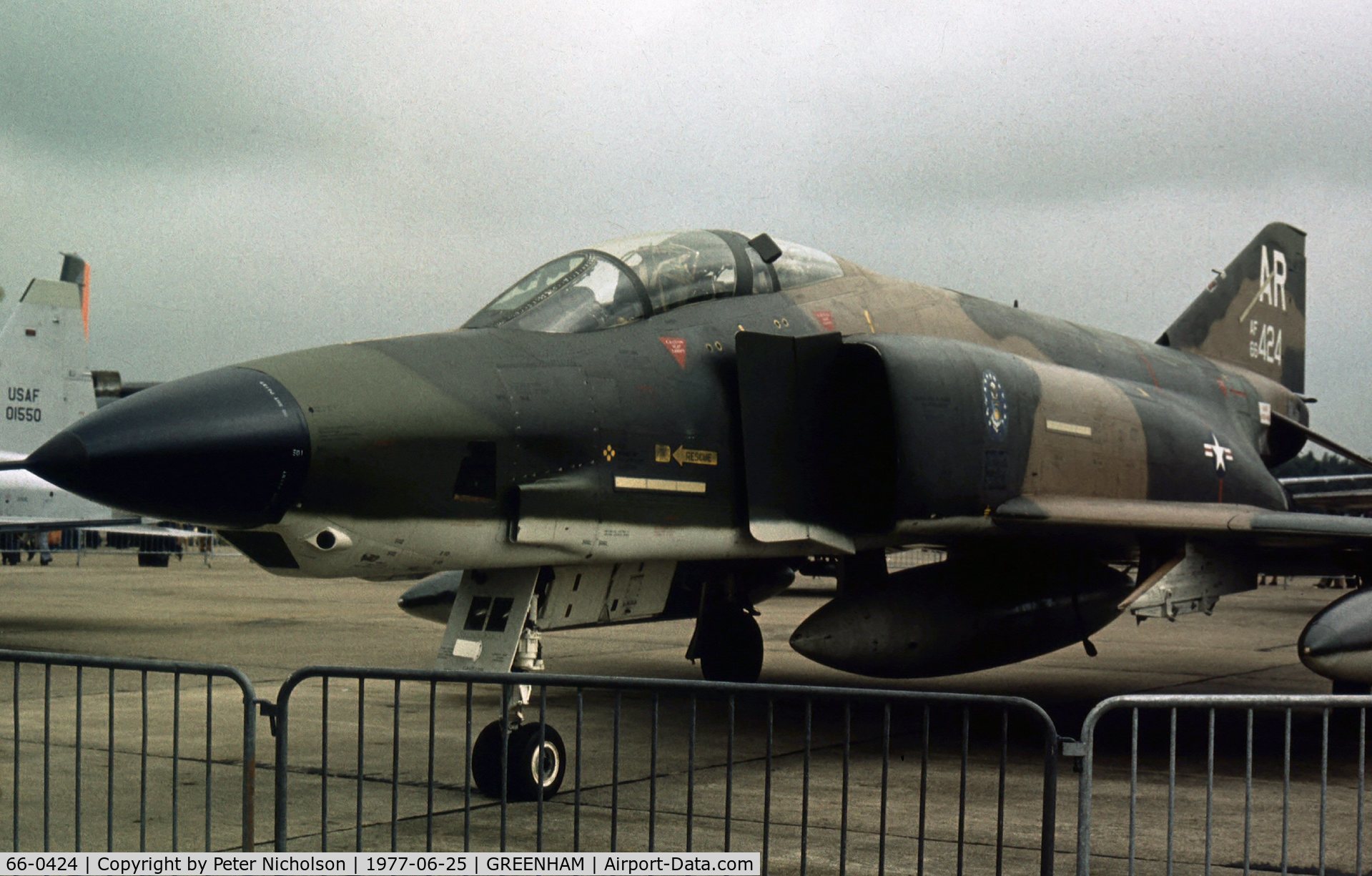 66-0424, 1966 McDonnell RF-4C Phantom II C/N 2182, RF-4C Phantom of 1st Tactical Reconnaissance Squadron/10th Tactical Reconnaissance Wing at RAF Alconbury on display at the 1977 Intnl Air Tattoo at RAF Greenham Common. Sadly, this aircraft and crew were lost two months later - R.I.P