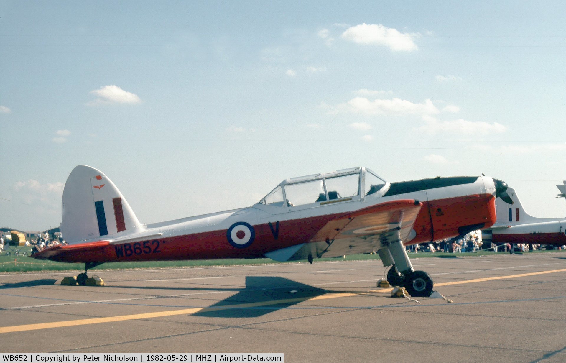 WB652, 1950 De Havilland DHC-1 Chipmunk T.10 C/N C1/0093, Chipmunk T.10 of 5 Air Experience Flight in the static park at the 1982 RAF Mildenhall Air Fete.