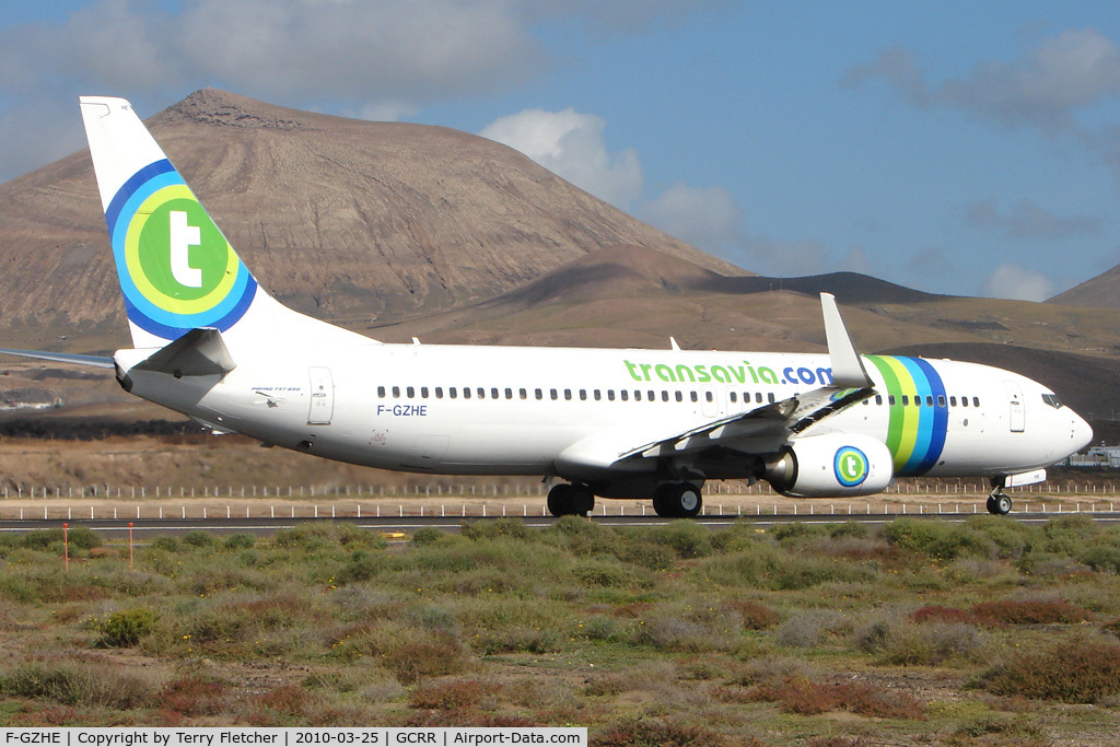 F-GZHE, 2008 Boeing 737-8K2 C/N 29678, Tranavia France B737 at Arrecife , Lanzarote in March 2010