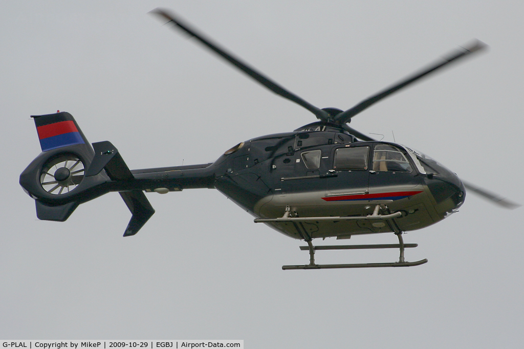 G-PLAL, 2005 Eurocopter EC-135T-2 C/N 0407, Departing from Heli-South.