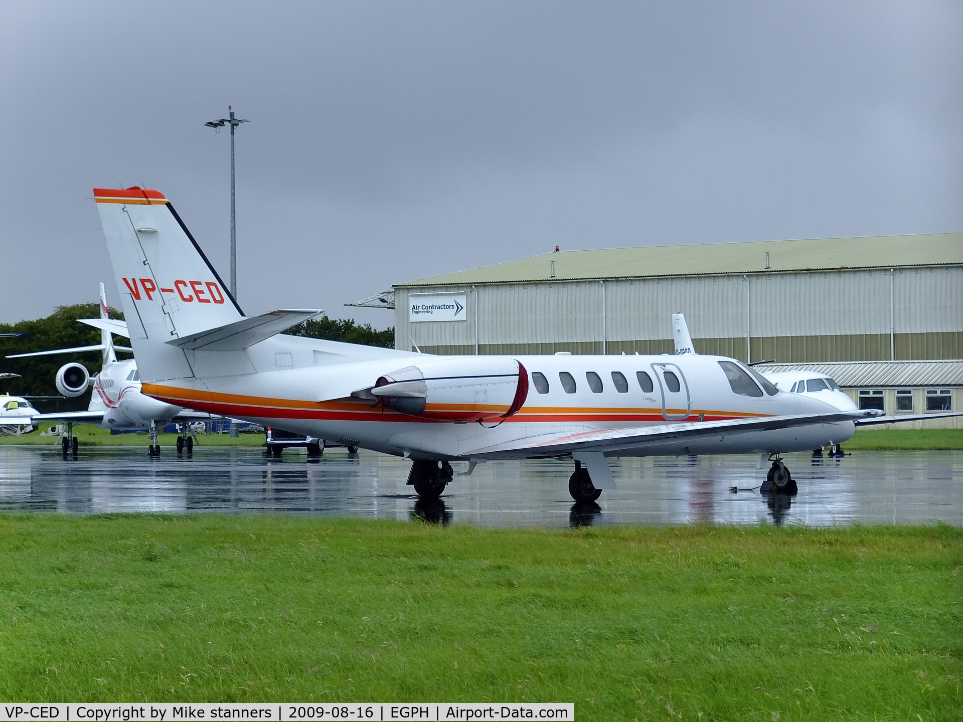 VP-CED, 1999 Cessna 550 Citation Bravo C/N 550-0870, cessna 550 citation bravo ,owned by Iceland,is seen here at a wet EDI