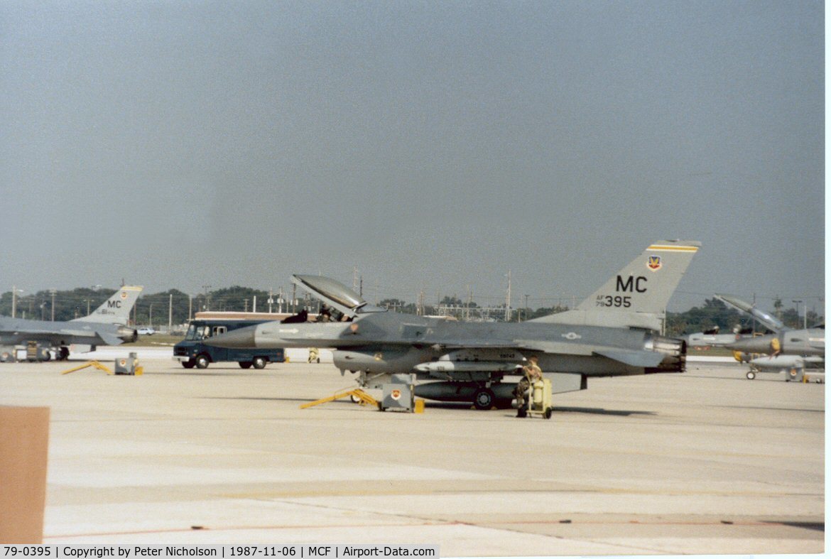79-0395, 1979 General Dynamics F-16A Fighting Falcon C/N 61-180, F-16A Falcon of 61st Tactical Fighter Training Squadron at MacDill AFB in November 1987.