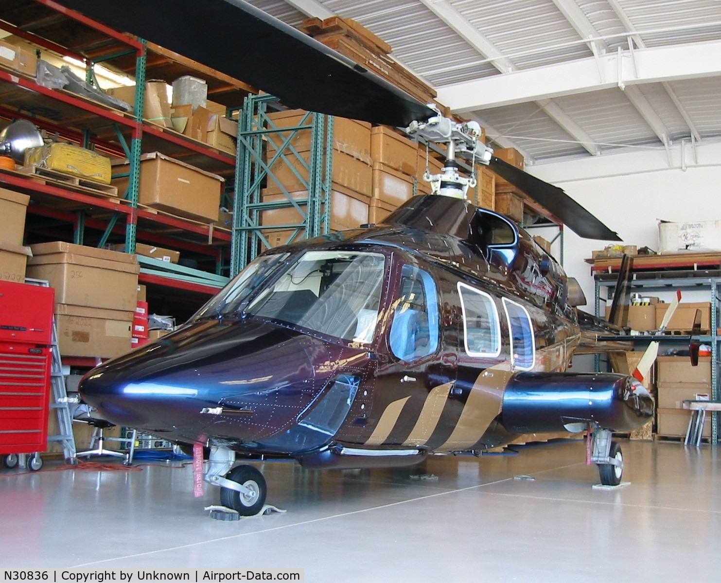 N30836, 1980 Bell 222 C/N 47036, In the Hanger