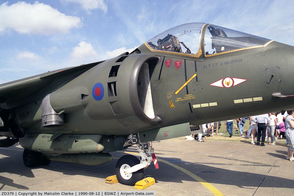 ZD379, 1988 British Aerospace Harrier GR.5 C/N P27, British Aerospace Harrier GR5 at Air Tattoo 1990, RAF Alconbury.