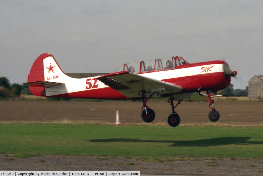 LY-AMP, 1980 Bacau Yak-52 C/N 800708, Bacau Yak-52 at Breighton Airfield in 1998.