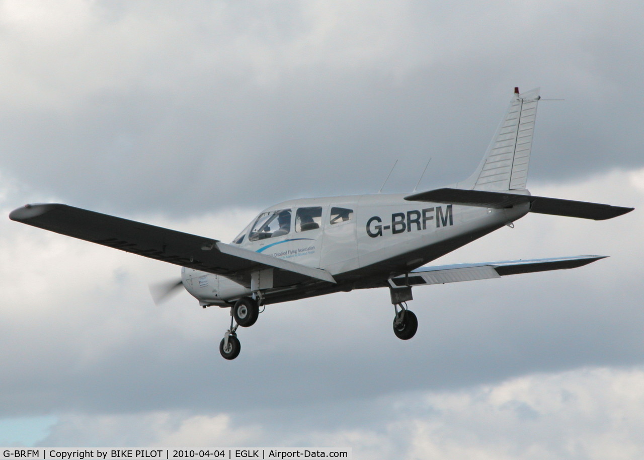 G-BRFM, 1979 Piper PA-28-161 C/N 287916279, BRITISH DISABLED FLYING ASSN. CHEROKEE ON FINALS RWY 25